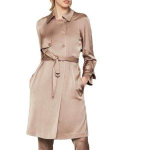 BCBGMAXAZRIA Womens Satin Belted Trench Jacket L